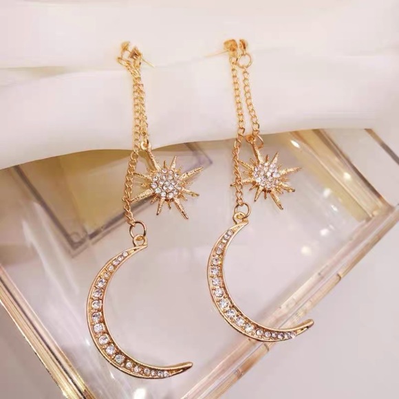 Moon and Star Drop Earrings - Picture 5 of 7